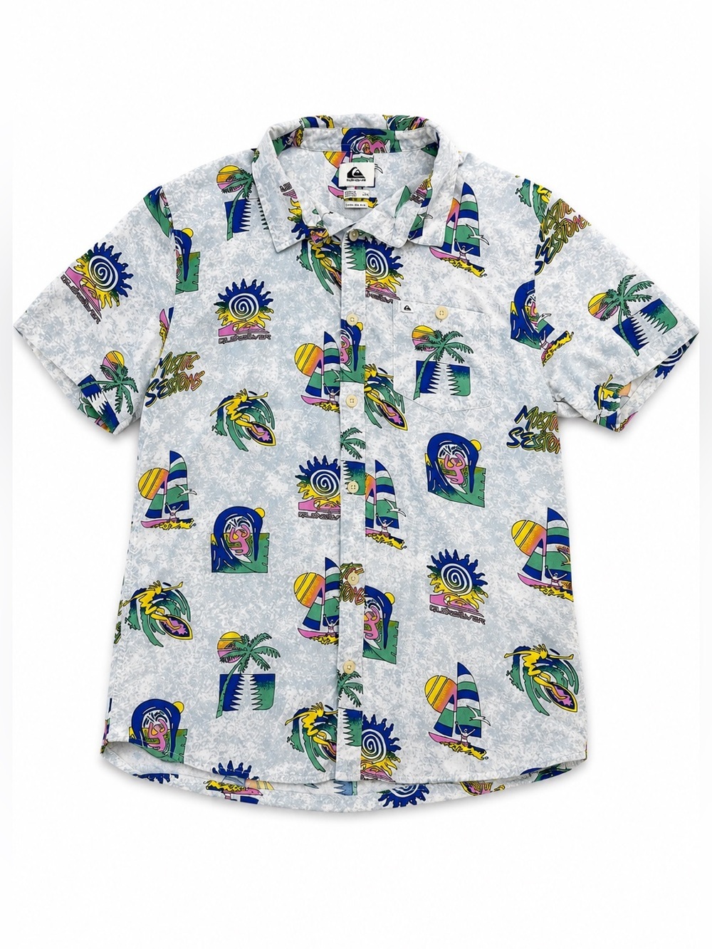 Quiksilver Vintage Mystic Sessions Button Up Surf Shirt Y2K Large